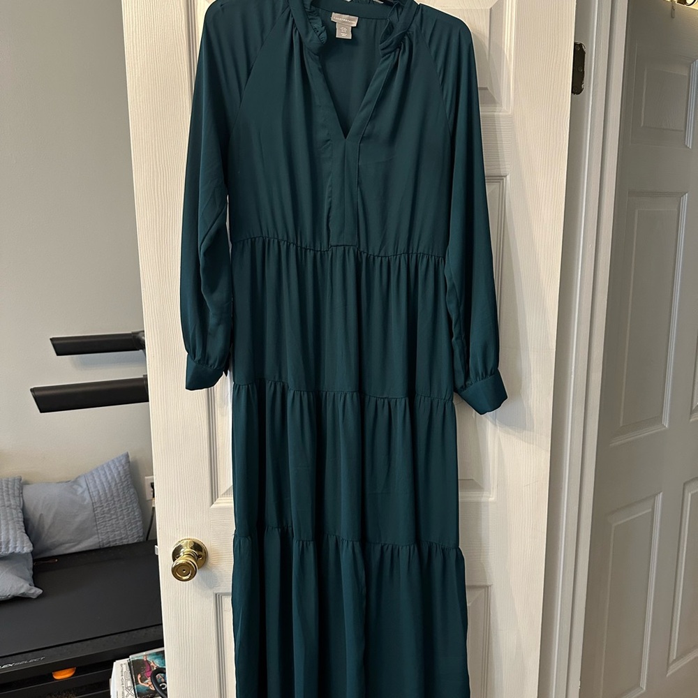 EUC - Lucky Brand Elegant Teal Tiered Maxi Dress